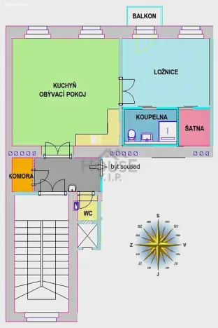 Pronájem bytu 2+kk, Praha - Vinohrady, Na Smetance, 56 m2