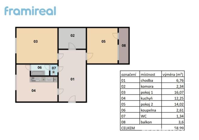 Prodej bytu 2+1, Boskovice, Husova, 59 m2