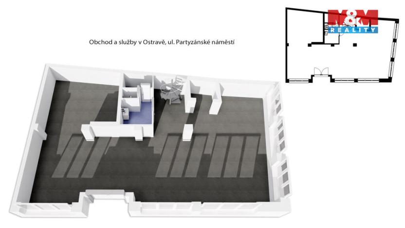 Pronájem obchodního prostoru, Ostrava - Moravská Ostrava, Partyzánské náměstí, 144 m2