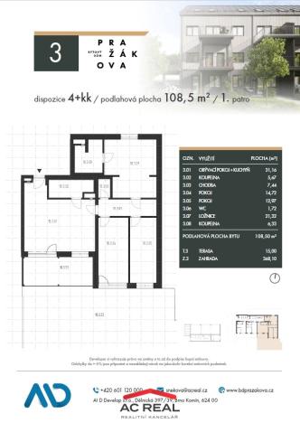 Prodej bytu 4+kk, Brno - Horní Heršpice, Pražákova, 109 m2