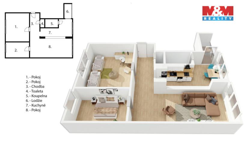 Prodej bytu 3+kk, Pardubice - Polabiny, Prodloužená, 57 m2