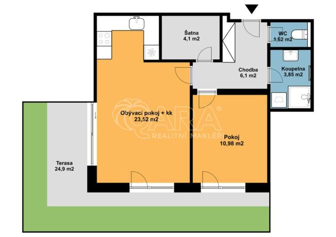 Pronájem bytu 2+kk, Roztoky, Václava Havla, 50 m2