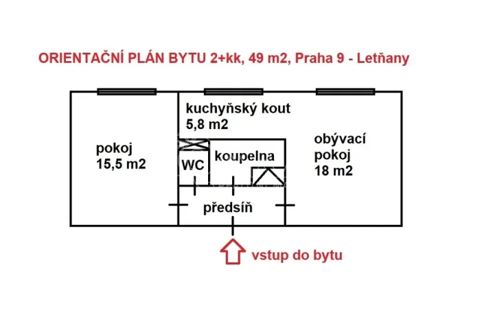 Pronájem bytu 2+kk, Praha - Letňany, Dudkova, 49 m2