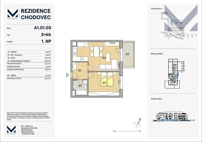 Prodej bytu 2+kk, Praha - Chodov, Blažimská, 54 m2