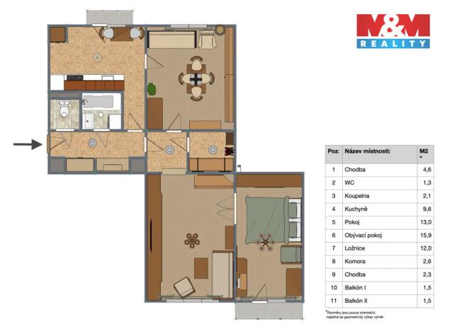 Prodej bytu 3+1, Praha - Záběhlice, Střimelická, 69 m2