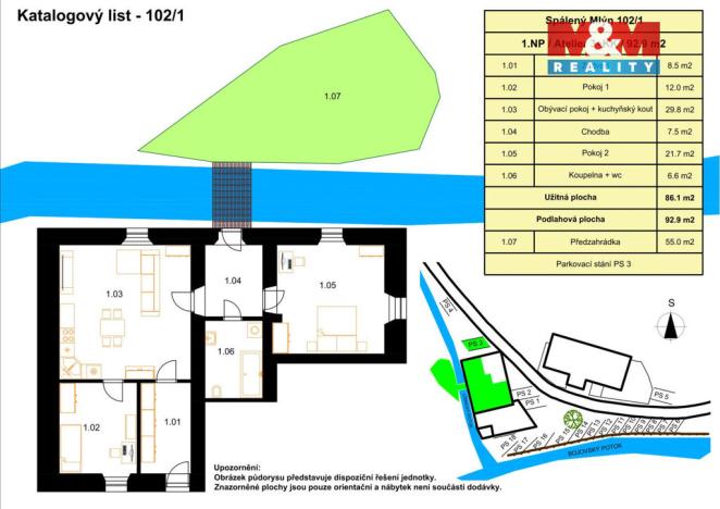 Prodej bytu 3+kk, Líšnice, Spálený Mlýn, 86 m2