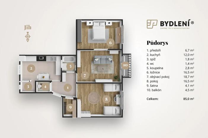 Pronájem bytu 3+1, Teplice, Novákova, 85 m2