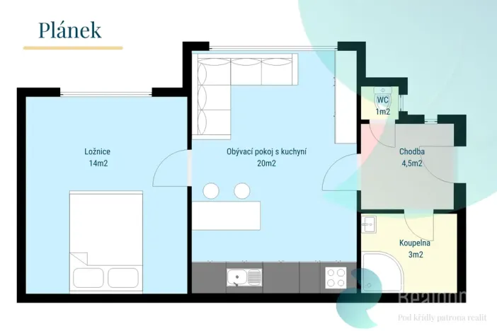Prodej bytu 2+kk, Praha - Žižkov, U kněžské louky, 43 m2