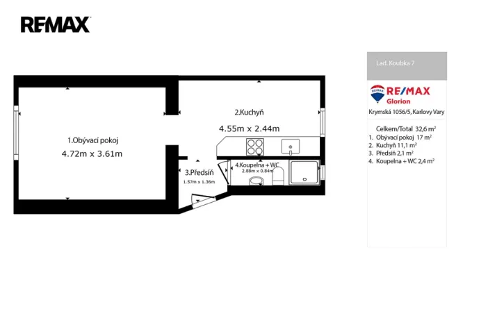Prodej bytu 1+1, Karlovy Vary - Rybáře, Lad. Koubka, 34 m2