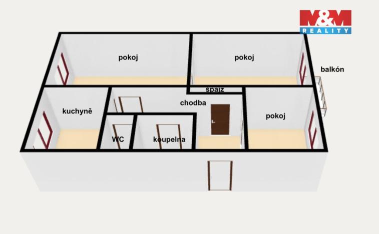 Prodej bytu 3+1, Ústí nad Orlicí, V Lukách, 62 m2