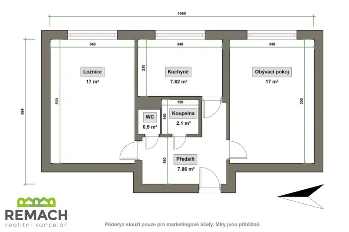 Pronájem bytu 2+1, Uherské Hradiště, Mánesova, 54 m2