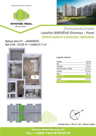 Pronájem bytu 2+kk, Olomouc, Janského, 55 m2