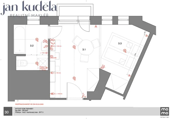 Pronájem bytu 1+kk, Brno, Trávníky, 21 m2
