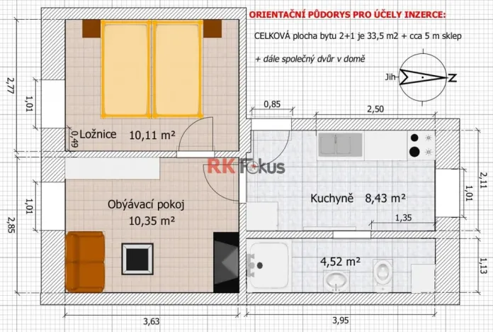 Pronájem bytu 2+1, Třebíč, 34 m2