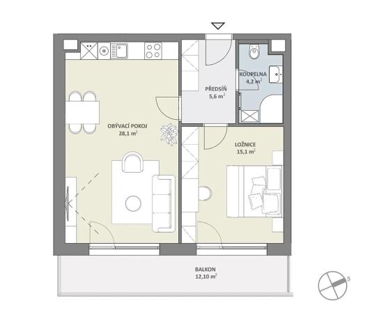 Prodej bytu 2+kk, Praha - Hlubočepy, Na Zlíchově, 56 m2