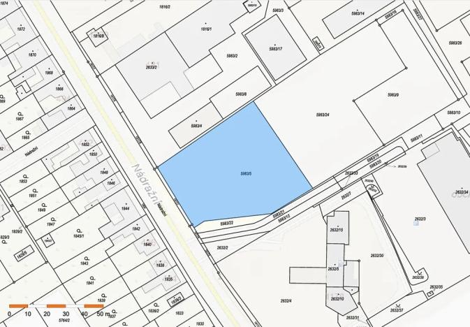 Dražba komerčního pozemku, Miroslav, Nádražní, 3076 m2