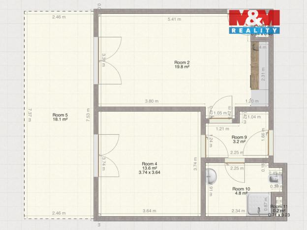 Pronájem bytu 2+kk, Plzeň, Safírová, 45 m2