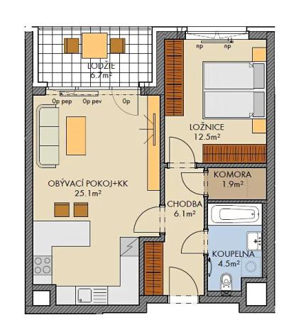 Prodej bytu 2+kk, Praha - Ruzyně, Stočesova, 52 m2