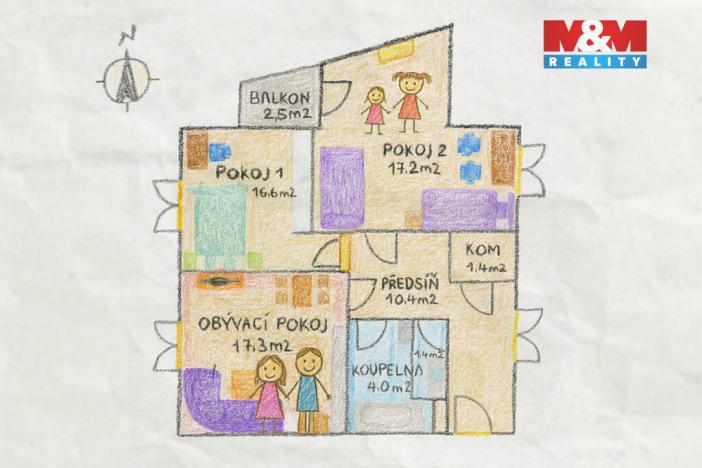 Prodej bytu 3+kk, Praha - Záběhlice, Záběhlická, 68 m2