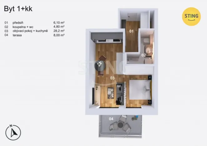 Prodej bytu 1+kk, Opava, Slezská, 39 m2