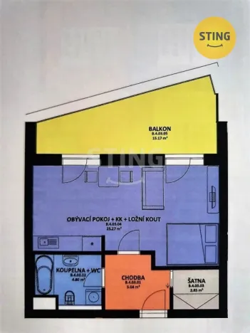 Pronájem bytu 1+kk, Pardubice, U Sportovní školy, 38 m2