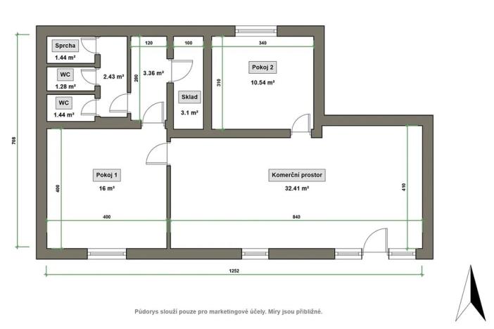 Pronájem obchodního prostoru, Zlín, Kvítková, 74 m2