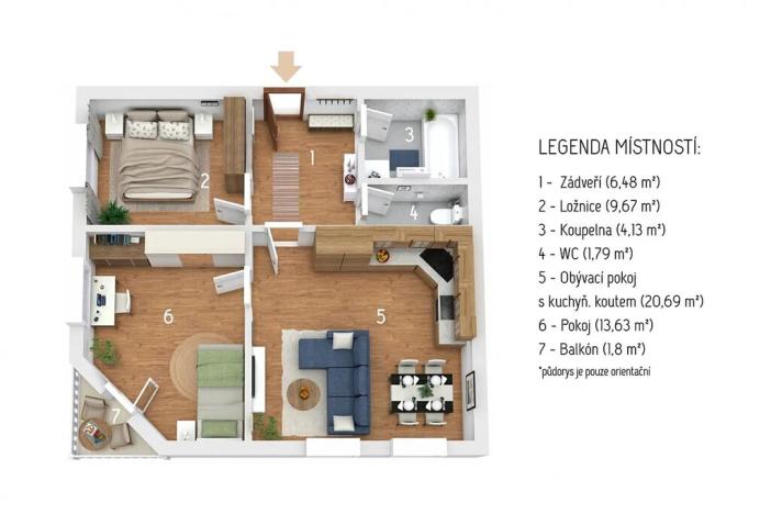 Prodej bytu 3+kk, Česká Třebová, Moravská, 56 m2