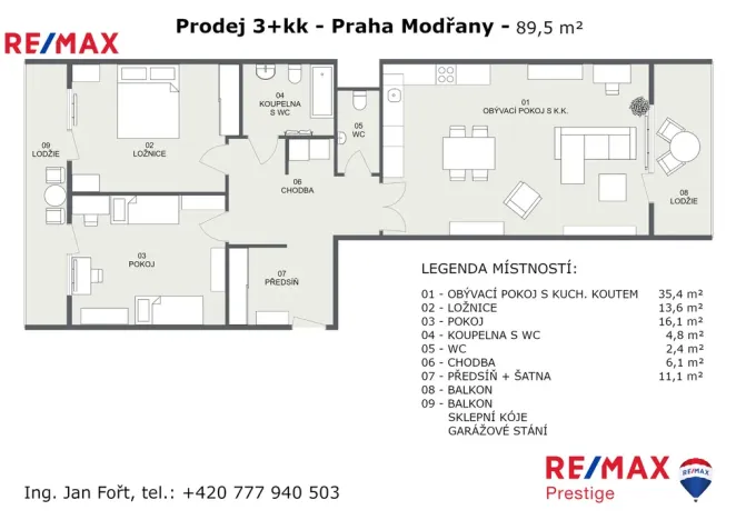 Prodej bytu 3+kk, Praha - Modřany, Zlochova, 89 m2