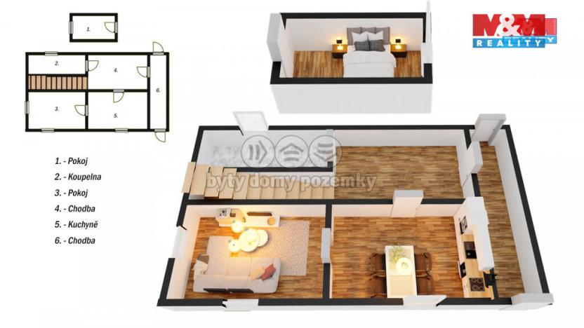 Pronájem bytu 2+1, Trpín, 49 m2