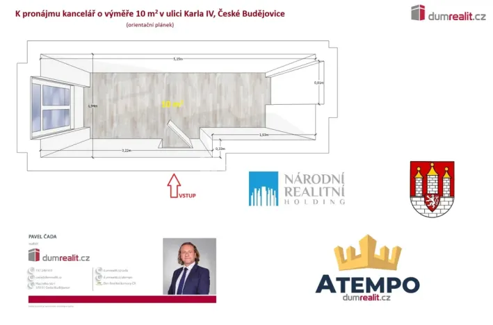 Pronájem kanceláře, České Budějovice - České Budějovice 1, Karla IV., 10 m2