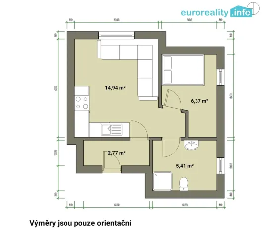 Prodej bytu 1+1, Mariánské Lázně, Dykova, 35 m2