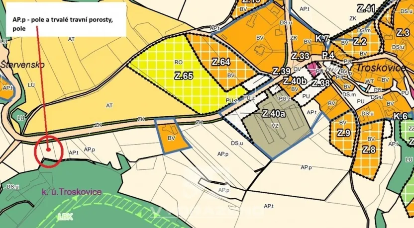 Prodej pole, Troskovice, 1058 m2