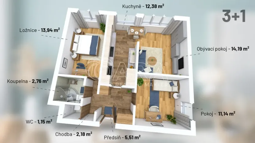 Prodej bytu 3+kk, Praha - Braník, Nad lesním divadlem, 65 m2