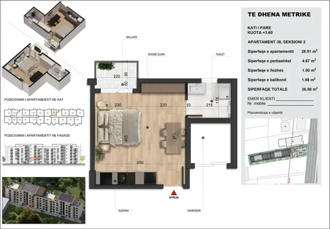 Prodej bytu 1+kk, Golem, Albánie, 36 m2