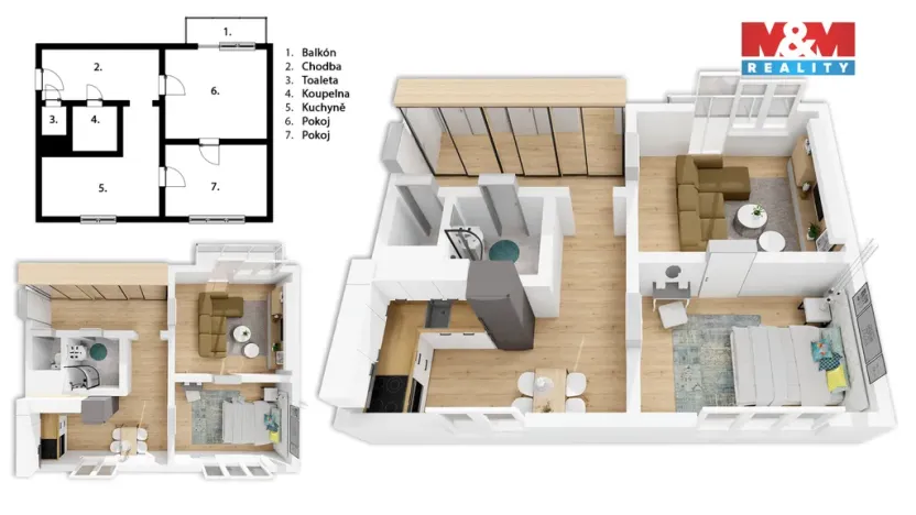 Pronájem bytu 2+1, Praha - Strašnice, U krbu, 55 m2