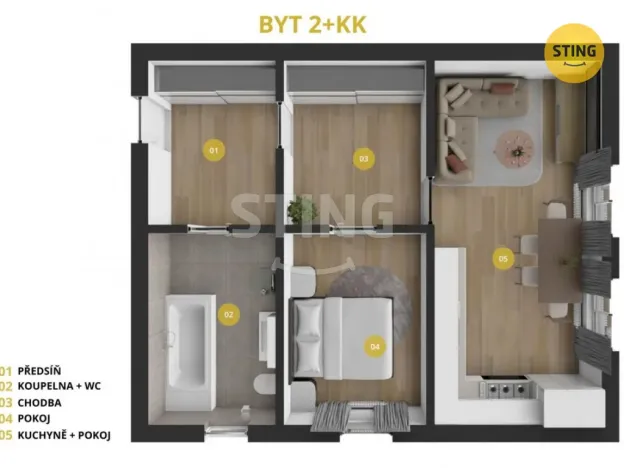 Pronájem bytu 2+kk, Opava, Hviezdoslavova, 52 m2
