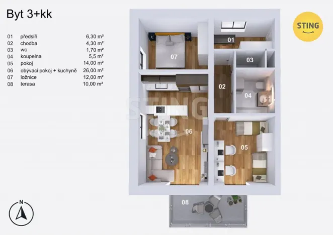 Prodej bytu 3+kk, Opava, Slezská, 70 m2