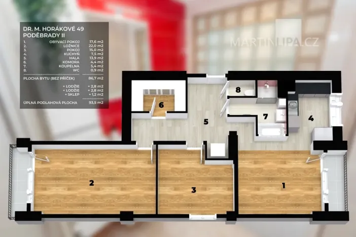 Prodej bytu 3+1, Poděbrady - Poděbrady II, Dr. Horákové, 86 m2