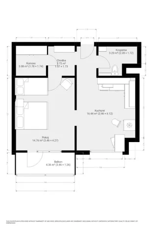 Pronájem bytu 1+1, Brno - Kohoutovice, Chalabalova, 42 m2