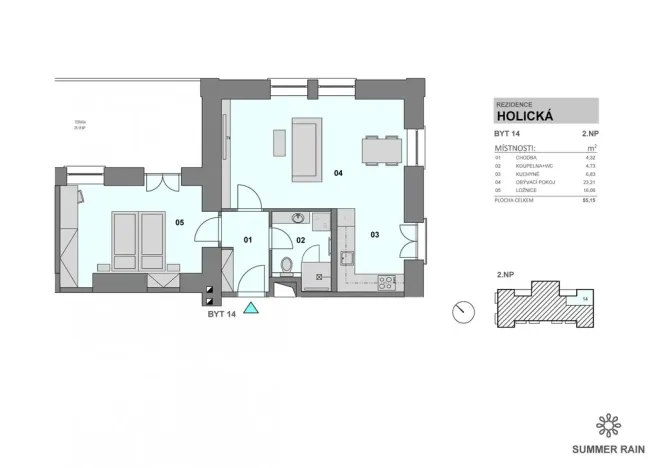 Pronájem bytu 2+kk, Olomouc - Hodolany, Holická, 55 m2