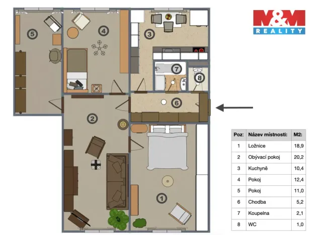 Prodej bytu 4+1, Podbořany, Alšova, 75 m2