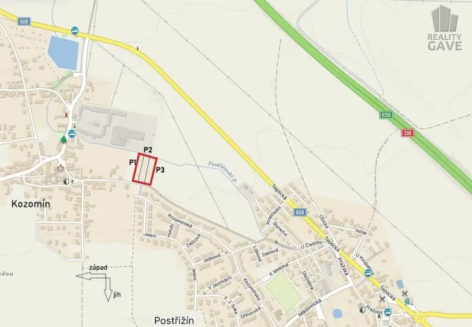 Prodej pozemku, Kozomín, 1880 m2