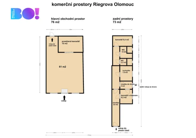 Pronájem kanceláře, Olomouc, Riegrova, 174 m2