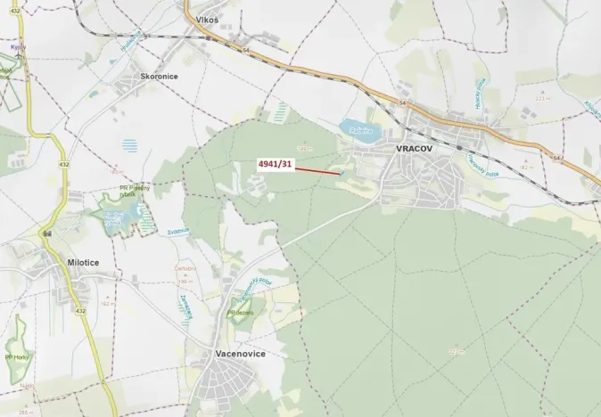 Dražba lesa, Vracov, 2231 m2