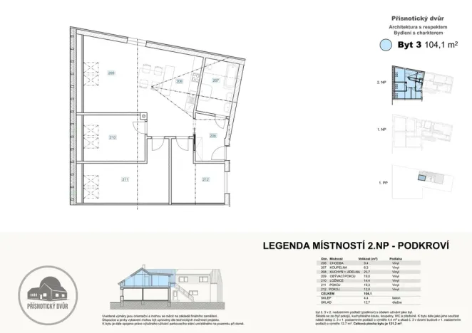 Prodej bytu 4+kk, Přísnotice, Žabčická, 104 m2