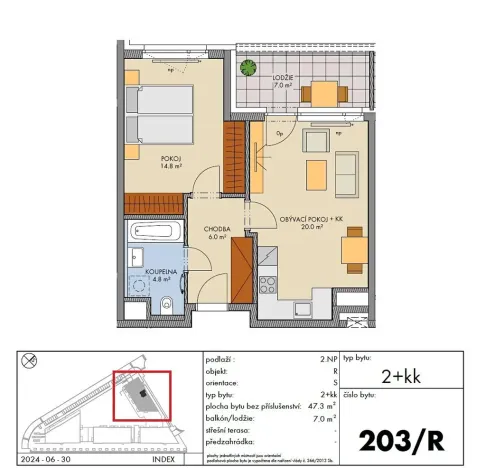 Prodej bytu 2+kk, Praha - Hlubočepy, Baarové, 47 m2