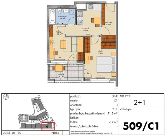 Prodej bytu 2+1, Praha - Stodůlky, Svitákova, 51 m2