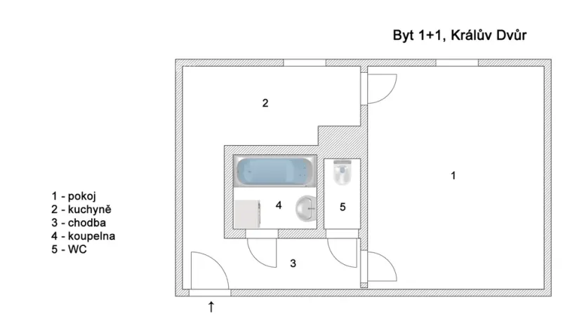 Pronájem bytu 1+1, Králův Dvůr - Počaply, Plzeňská, 37 m2