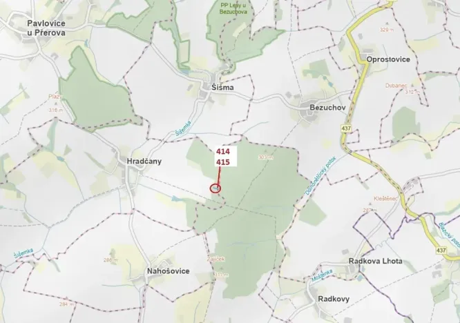 Dražba lesa, Hradčany-Kobeřice, 975 m2