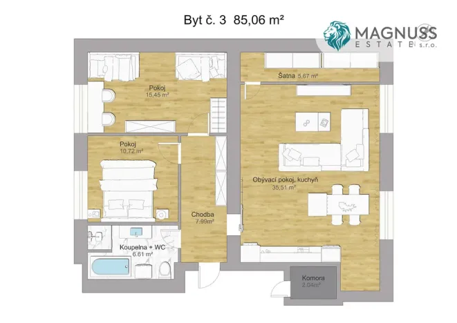 Prodej bytu 3+kk, Ostrava - Slezská Ostrava, Na Bunčáku, 85 m2